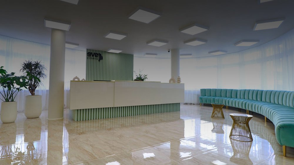 Recepčný pult na mieru s technickým zázemím pre moderné centrum estetickej medicíny